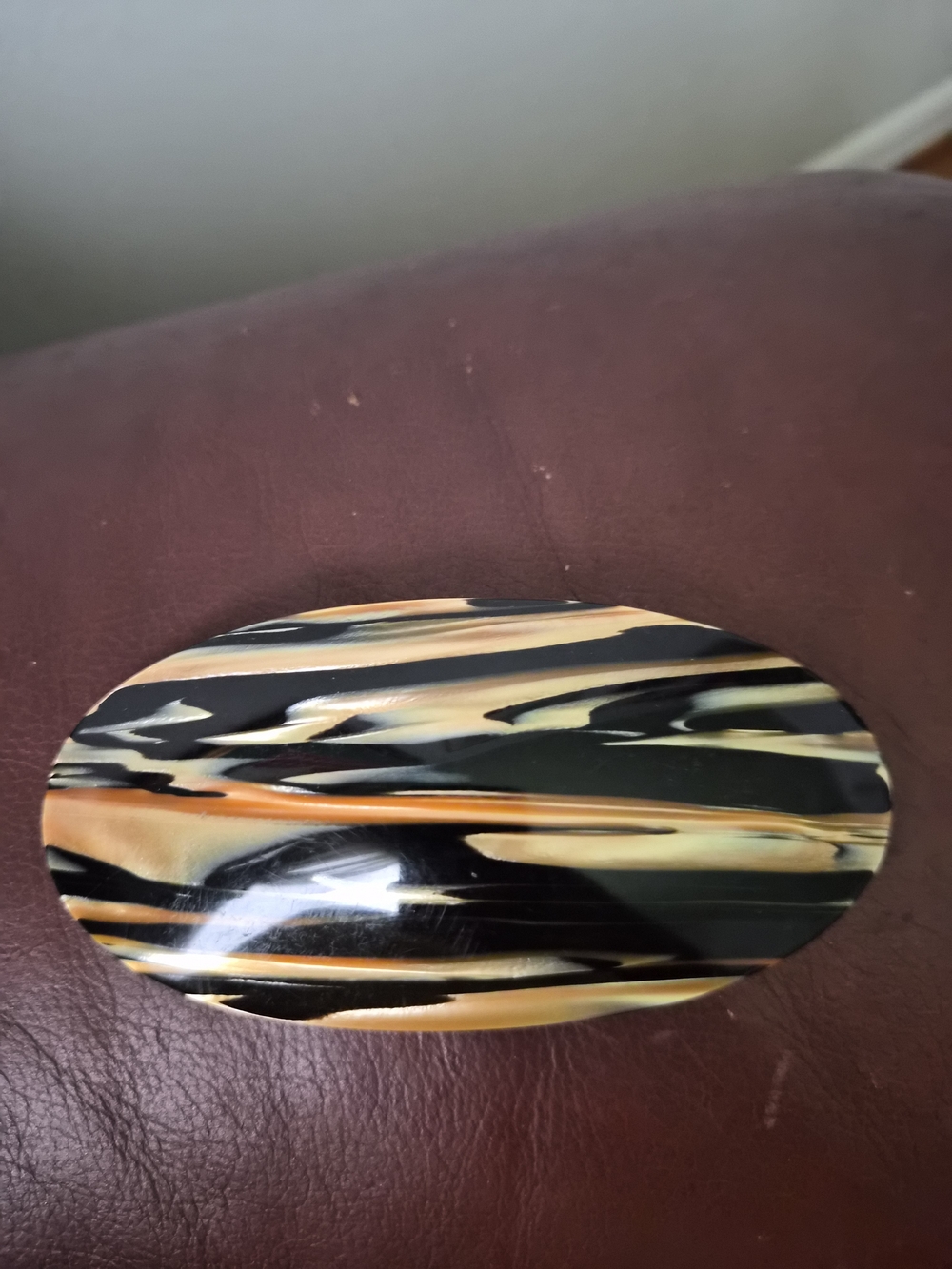 VTG Charles Wahba Hand Made In France Oval Swirl Barrette Hair Clip